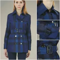 vintage burberry trench coat hiver short lightweight blue